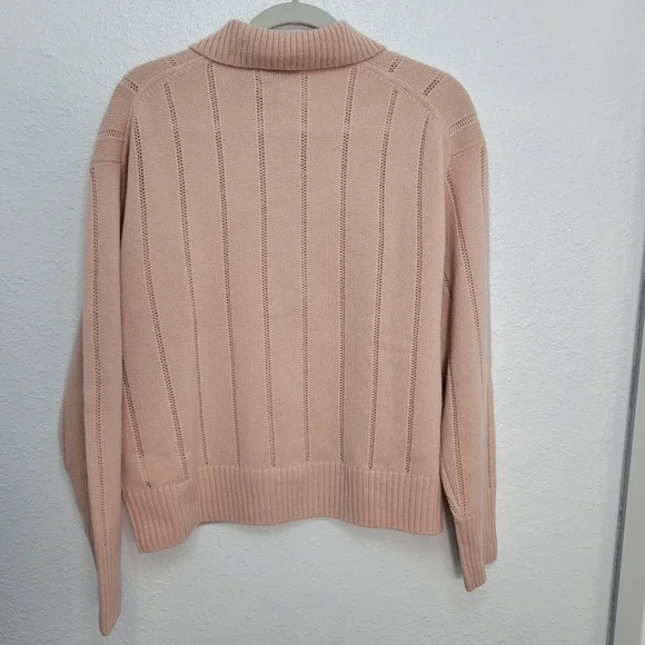 New J Crew Cashmere pointelle sweater-polo CK760 $288 Retail Size M - Picture 5 of 7